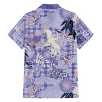 Purple Palaka Crane and Flowers Family Matching Tank Maxi Dress and Hawaiian Shirt Japan Heritage Spirit LT9 - Polynesian Pride