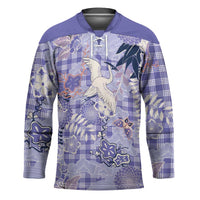 Purple Palaka Crane and Flowers Hockey Jersey Japan Heritage Spirit - Polynesian Pride