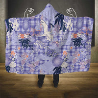 Purple Palaka Crane and Flowers Hooded Blanket Japan Heritage Spirit LT9 - Polynesian Pride