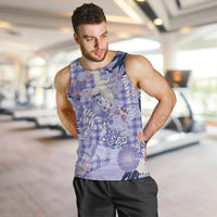 Purple Palaka Crane and Flowers Men Tank Top Japan Heritage Spirit - Polynesian Pride