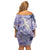Purple Palaka Crane and Flowers Off Shoulder Short Dress Japan Heritage Spirit - Polynesian Pride