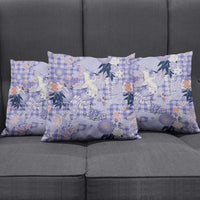 Purple Palaka Crane and Flowers Pillow Cover Japan Heritage Spirit LT9 - Polynesian Pride
