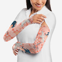 Red Palaka Crane and Flowers Arm Sleeves Japan Heritage Spirit LT9 - Polynesian Pride