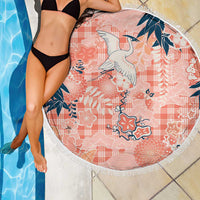Red Palaka Crane and Flowers Beach Blanket Japan Heritage Spirit LT9 - Polynesian Pride
