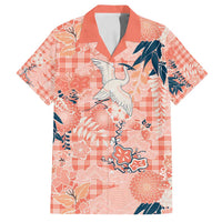 Red Palaka Crane and Flowers Family Matching Long Sleeve Bodycon Dress and Hawaiian Shirt Japan Heritage Spirit LT9 Dad's Shirt - Short Sleeve Red - Polynesian Pride