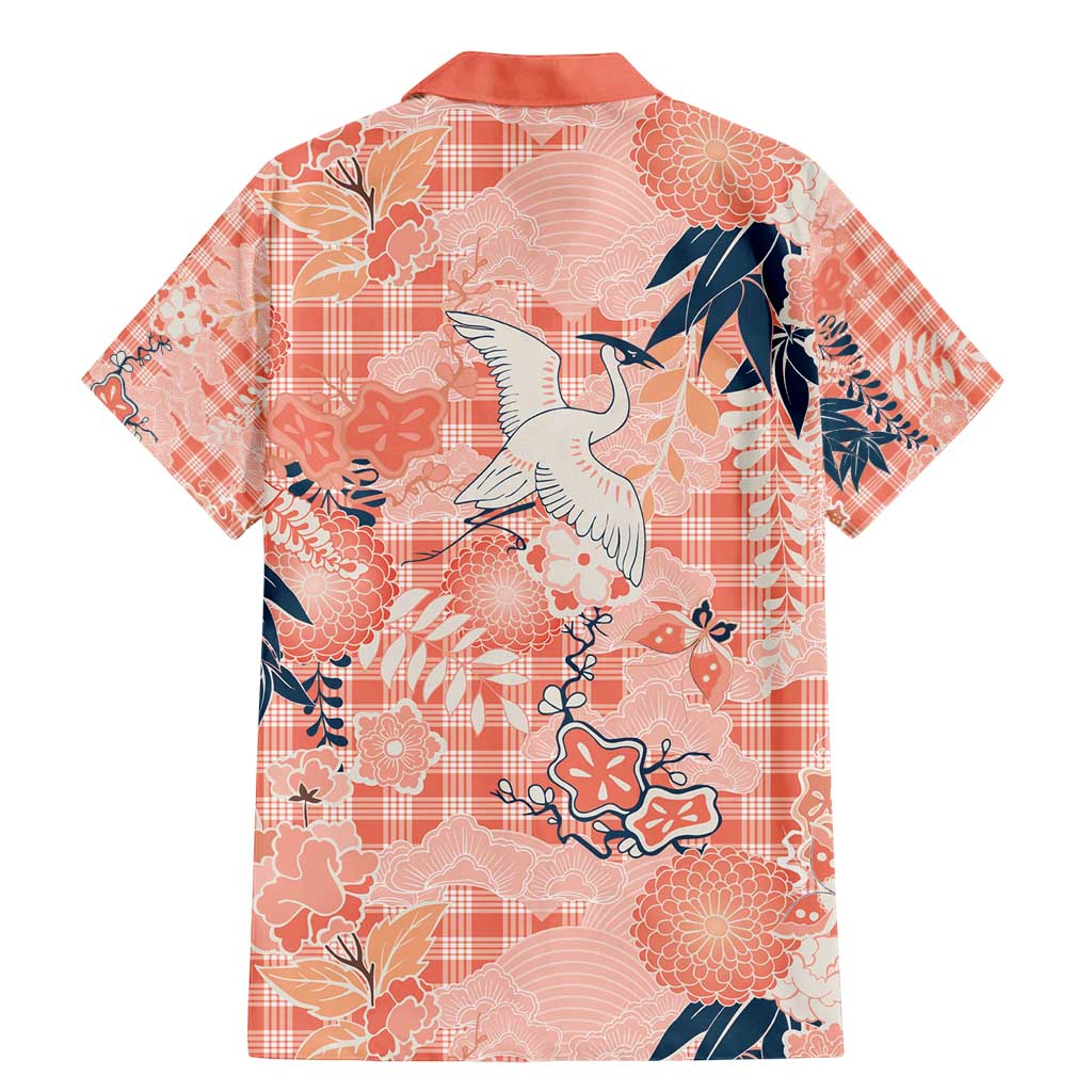 Red Palaka Crane and Flowers Family Matching Mermaid Dress and Hawaiian Shirt Japan Heritage Spirit LT9 - Polynesian Pride