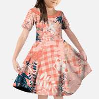 Red Palaka Crane and Flowers Family Matching Off Shoulder Maxi Dress and Hawaiian Shirt Japan Heritage Spirit LT9 Daughter's Dress Red - Polynesian Pride