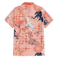 Red Palaka Crane and Flowers Family Matching Off Shoulder Maxi Dress and Hawaiian Shirt Japan Heritage Spirit LT9 - Polynesian Pride