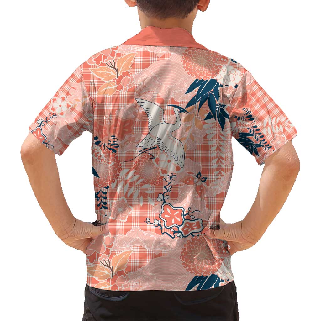 Red Palaka Crane and Flowers Family Matching Puletasi and Hawaiian Shirt Japan Heritage Spirit LT9 - Polynesian Pride