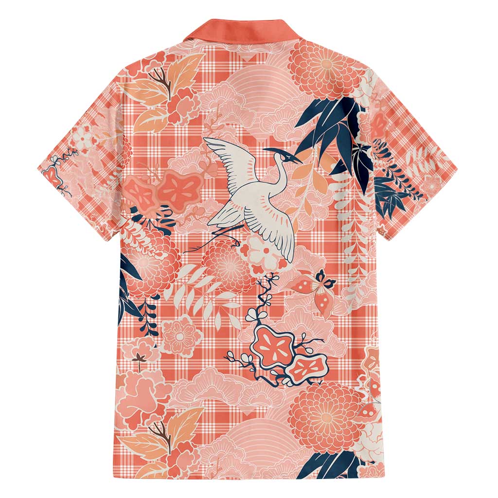 Red Palaka Crane and Flowers Family Matching Puletasi and Hawaiian Shirt Japan Heritage Spirit LT9 - Polynesian Pride