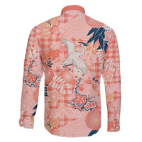 Red Palaka Crane and Flowers Family Matching Short Sleeve Bodycon Dress and Hawaiian Shirt Japan Heritage Spirit LT9 - Polynesian Pride