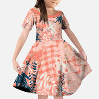 Red Palaka Crane and Flowers Family Matching Tank Maxi Dress and Hawaiian Shirt Japan Heritage Spirit LT9 Daughter's Dress Red - Polynesian Pride