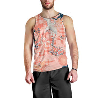 Red Palaka Crane and Flowers Men Tank Top Japan Heritage Spirit - Polynesian Pride