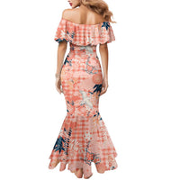 Red Palaka Crane and Flowers Mermaid Dress Japan Heritage Spirit - Polynesian Pride