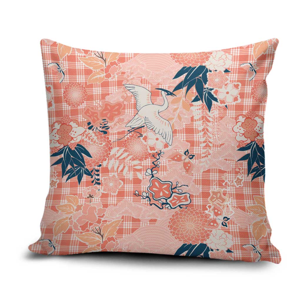 Red Palaka Crane and Flowers Pillow Cover Japan Heritage Spirit LT9 Red - Polynesian Pride