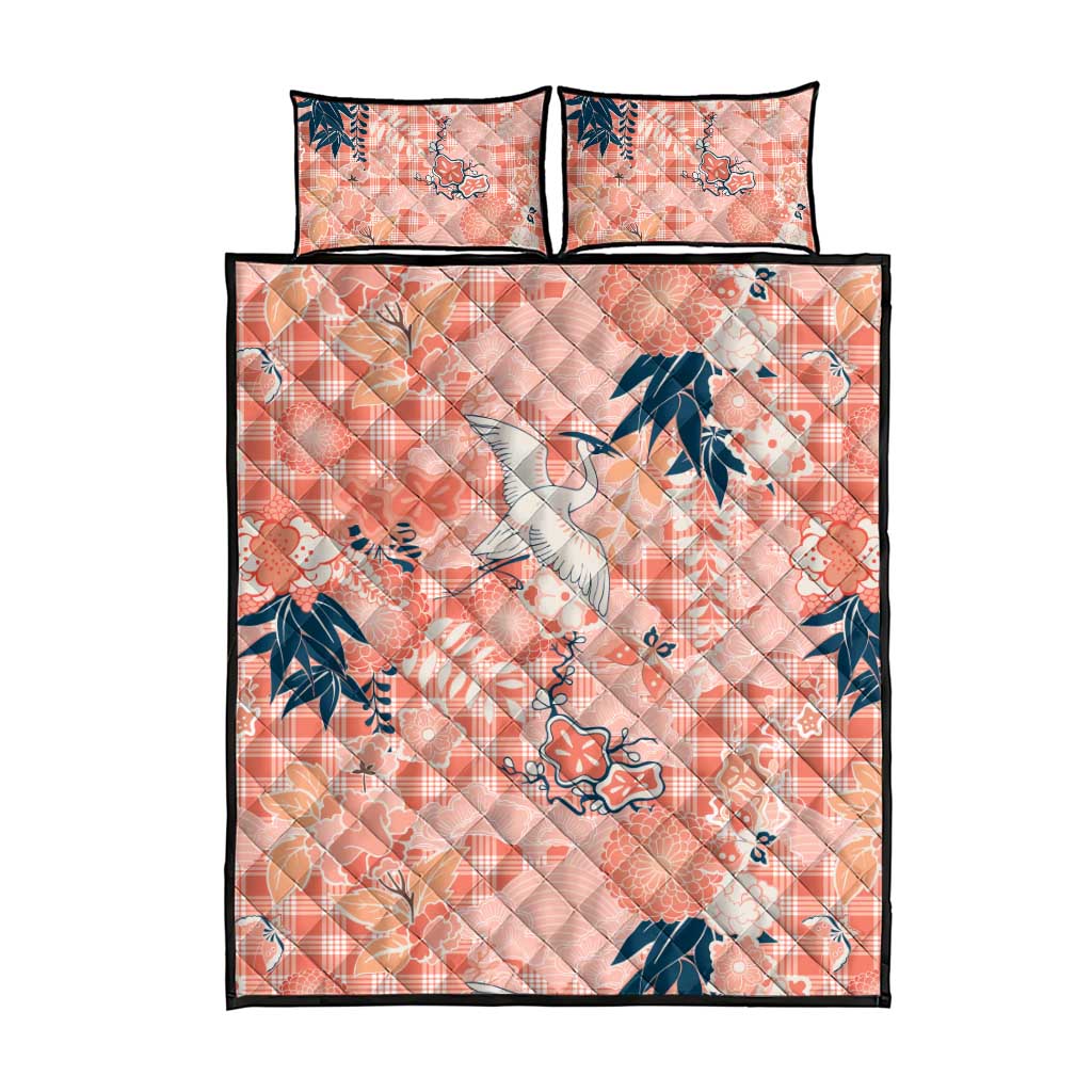Red Palaka Crane and Flowers Quilt Bed Set Japan Heritage Spirit LT9 - Polynesian Pride