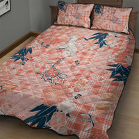Red Palaka Crane and Flowers Quilt Bed Set Japan Heritage Spirit LT9 - Polynesian Pride
