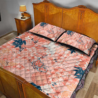 Red Palaka Crane and Flowers Quilt Bed Set Japan Heritage Spirit LT9 - Polynesian Pride
