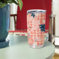 Red Palaka Crane and Flowers Tumbler Cup Japan Heritage Spirit - Polynesian Pride