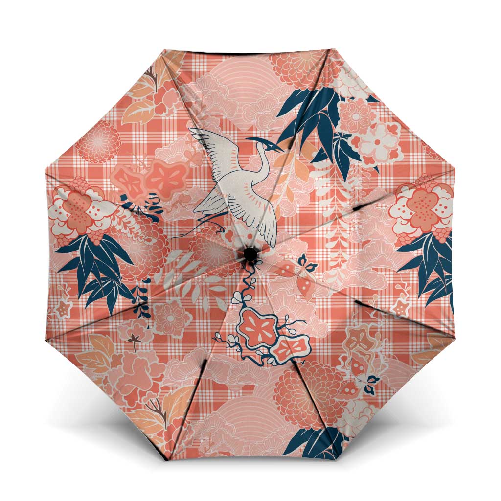 Red Palaka Crane and Flowers Umbrella Japan Heritage Spirit LT9 One Size Folded 11.42 inch Opened Diameter 37.4 inch Red - Polynesian Pride