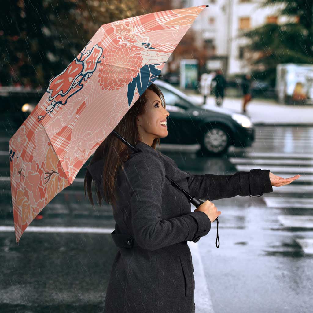 Red Palaka Crane and Flowers Umbrella Japan Heritage Spirit LT9 - Polynesian Pride