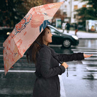 Red Palaka Crane and Flowers Umbrella Japan Heritage Spirit LT9 - Polynesian Pride