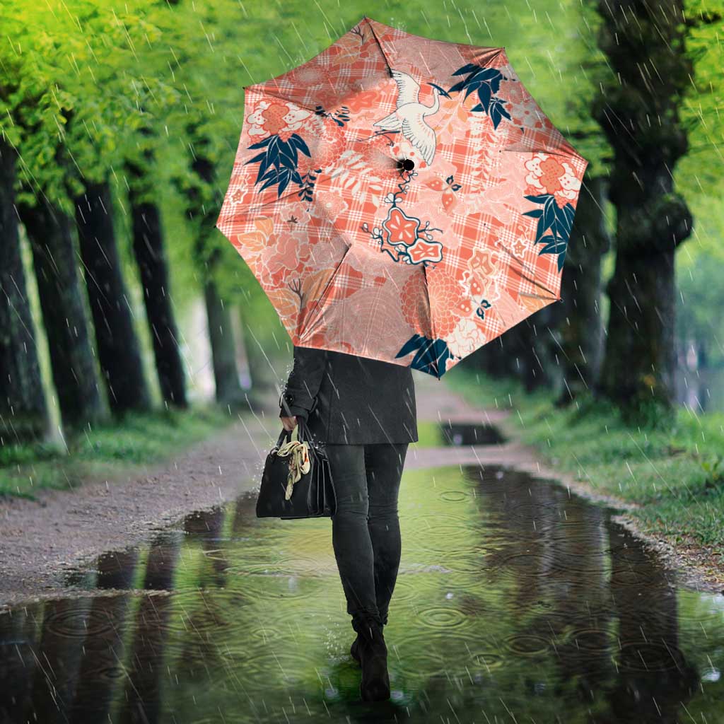 Red Palaka Crane and Flowers Umbrella Japan Heritage Spirit LT9 - Polynesian Pride