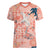 Red Palaka Crane and Flowers Women V-Neck T-Shirt Japan Heritage Spirit - Polynesian Pride