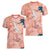 Red Palaka Crane and Flowers Women V-Neck T-Shirt Japan Heritage Spirit - Polynesian Pride