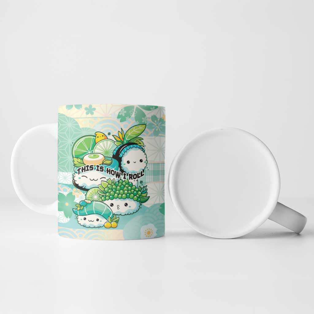 Personalized Japanese Kawaii Sushi Ceramic Mug Green Wagara Palaka This Is How I Roll