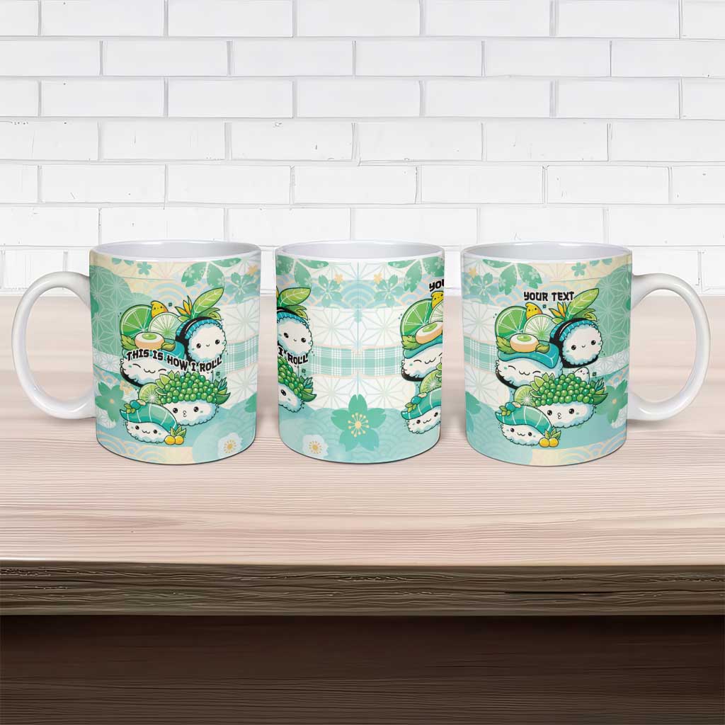 Personalized Japanese Kawaii Sushi Ceramic Mug Green Wagara Palaka This Is How I Roll