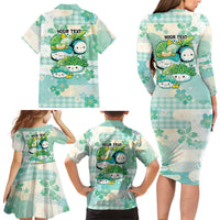 Personalized Japanese Kawaii Sushi Family Matching Long Sleeve Bodycon Dress and Hawaiian Shirt Green Wagara Palaka This Is How I Roll LT9 - Polynesian Pride