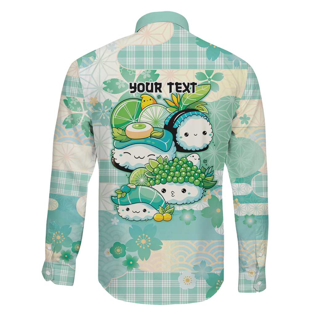 Personalized Japanese Kawaii Sushi Family Matching Off The Shoulder Long Sleeve Dress and Hawaiian Shirt Green Wagara Palaka This Is How I Roll LT9 - Polynesian Pride