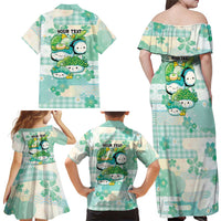 Personalized Japanese Kawaii Sushi Family Matching Off Shoulder Maxi Dress and Hawaiian Shirt Green Wagara Palaka This Is How I Roll LT9 - Polynesian Pride