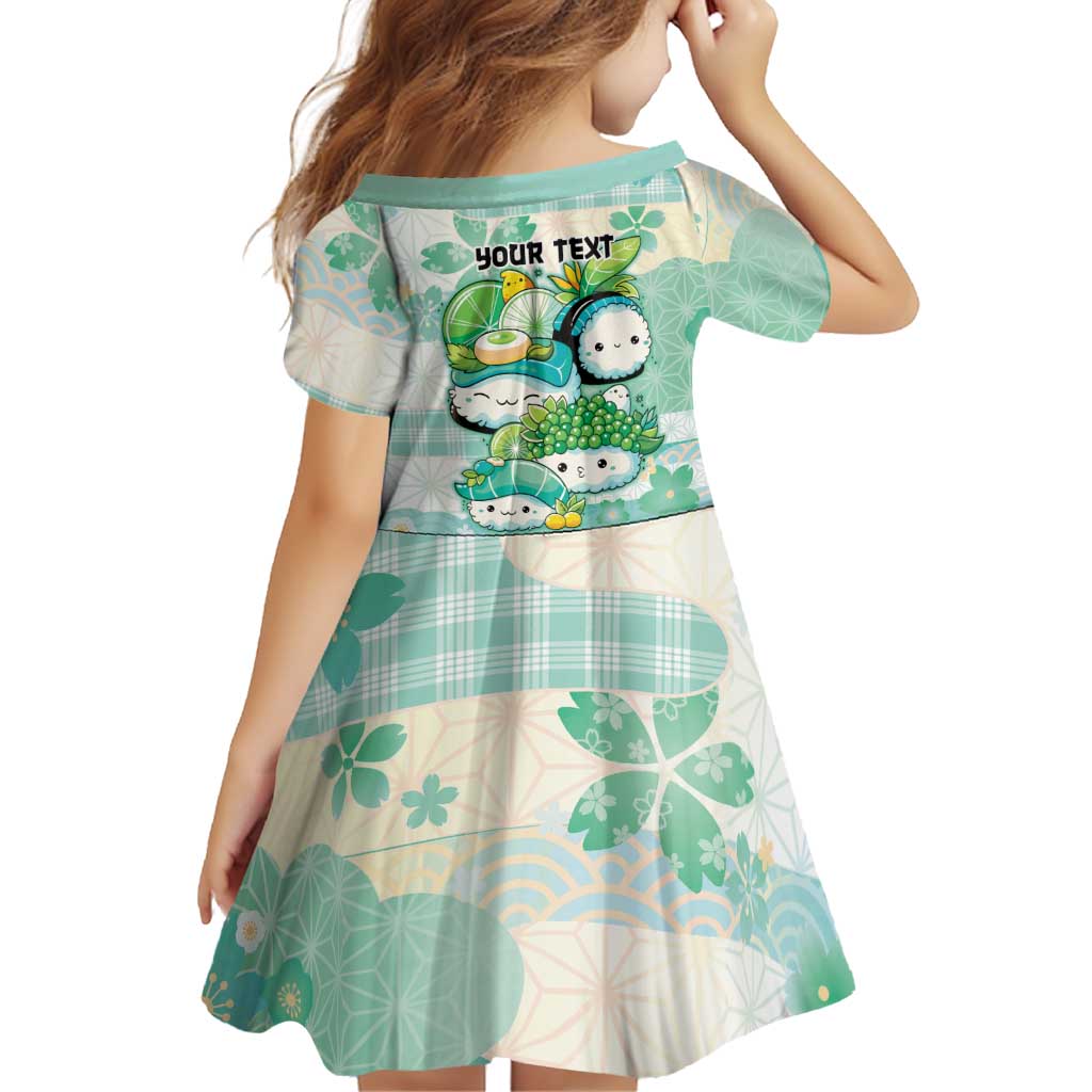 Personalized Japanese Kawaii Sushi Family Matching Off Shoulder Short Dress and Hawaiian Shirt Green Wagara Palaka This Is How I Roll LT9 - Polynesian Pride