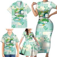 Personalized Japanese Kawaii Sushi Family Matching Short Sleeve Bodycon Dress and Hawaiian Shirt Green Wagara Palaka This Is How I Roll LT9 - Polynesian Pride