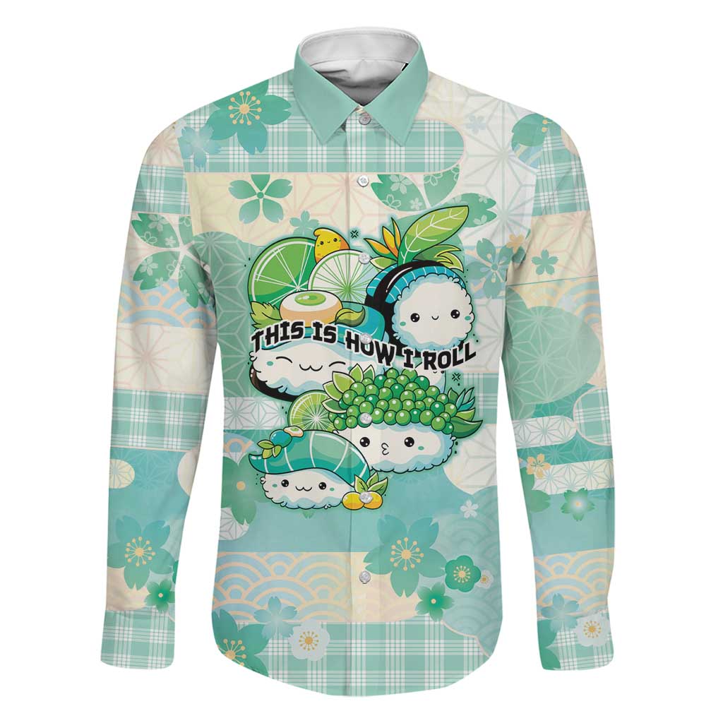 Personalized Japanese Kawaii Sushi Family Matching Summer Maxi Dress and Hawaiian Shirt Green Wagara Palaka This Is How I Roll LT9 Dad's Shirt - Long Sleeve Green - Polynesian Pride
