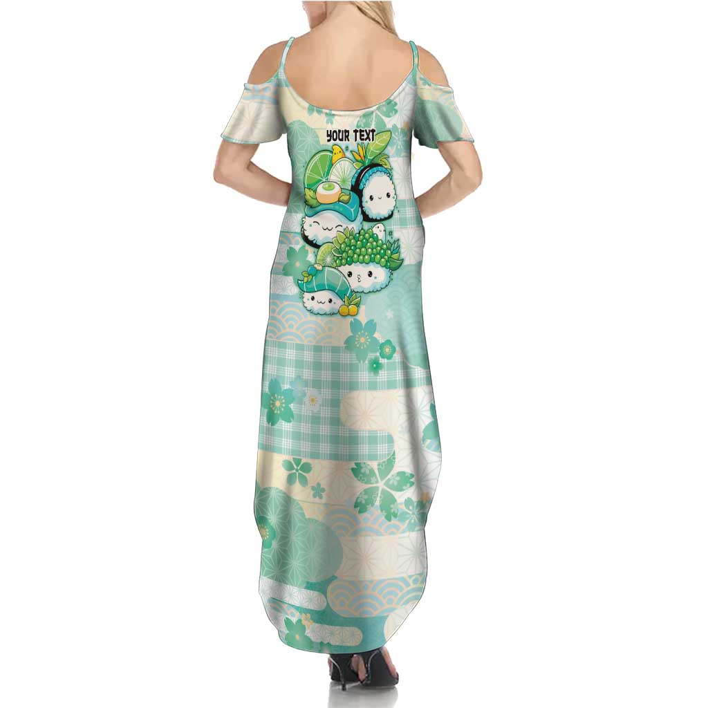 Personalized Japanese Kawaii Sushi Family Matching Summer Maxi Dress and Hawaiian Shirt Green Wagara Palaka This Is How I Roll LT9 - Polynesian Pride