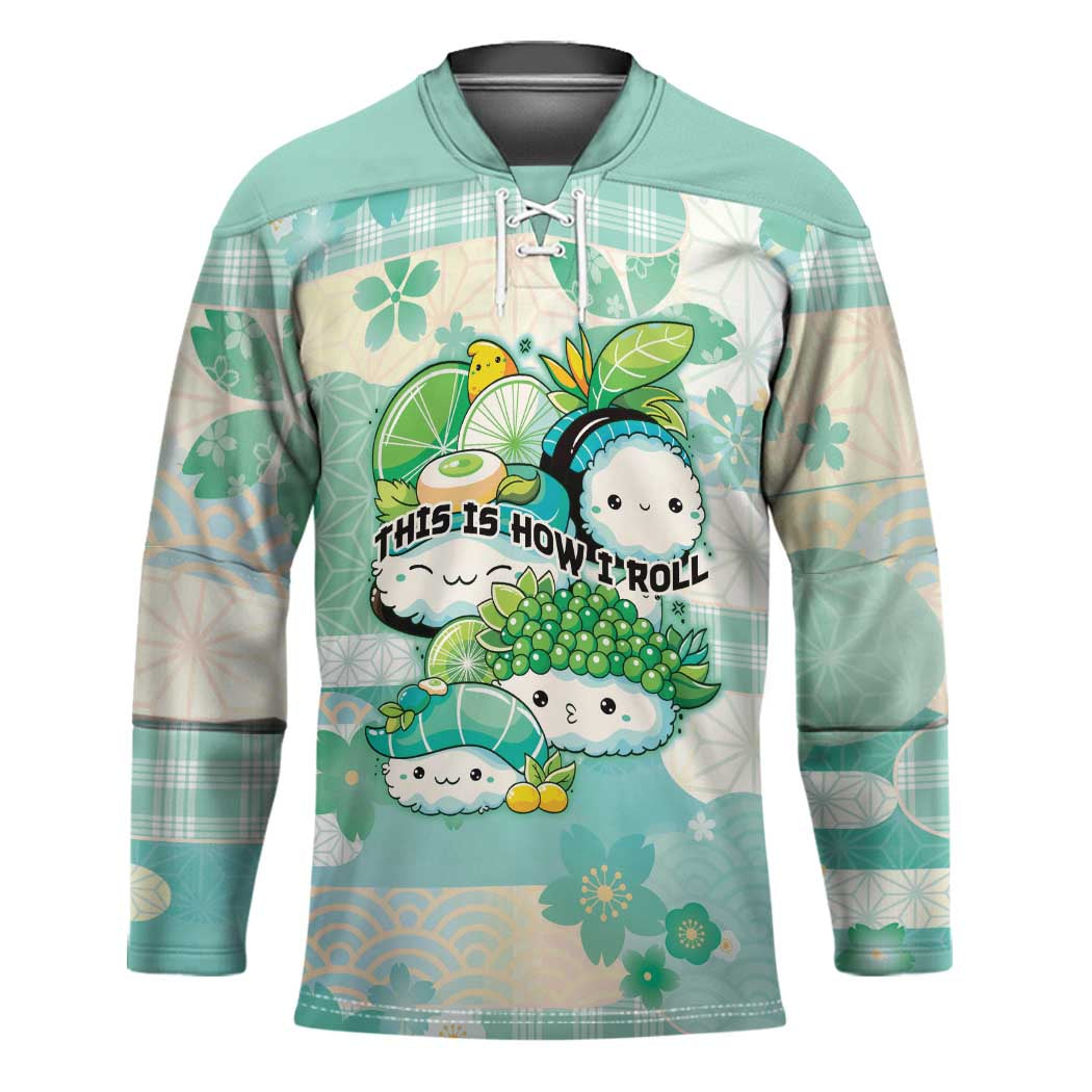 Personalized Japanese Kawaii Sushi Hockey Jersey Green Wagara Palaka This Is How I Roll