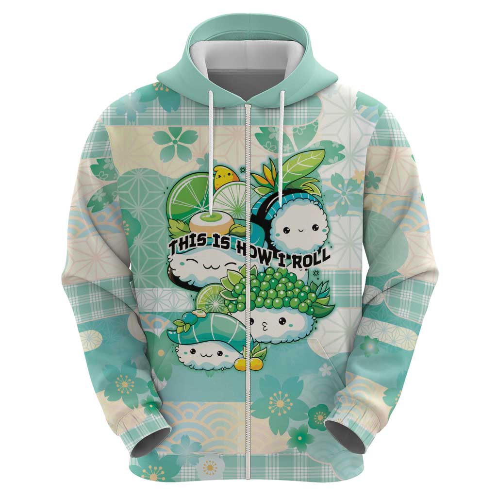 Personalized Japanese Kawaii Sushi Hoodie Green Wagara Palaka This Is How I Roll