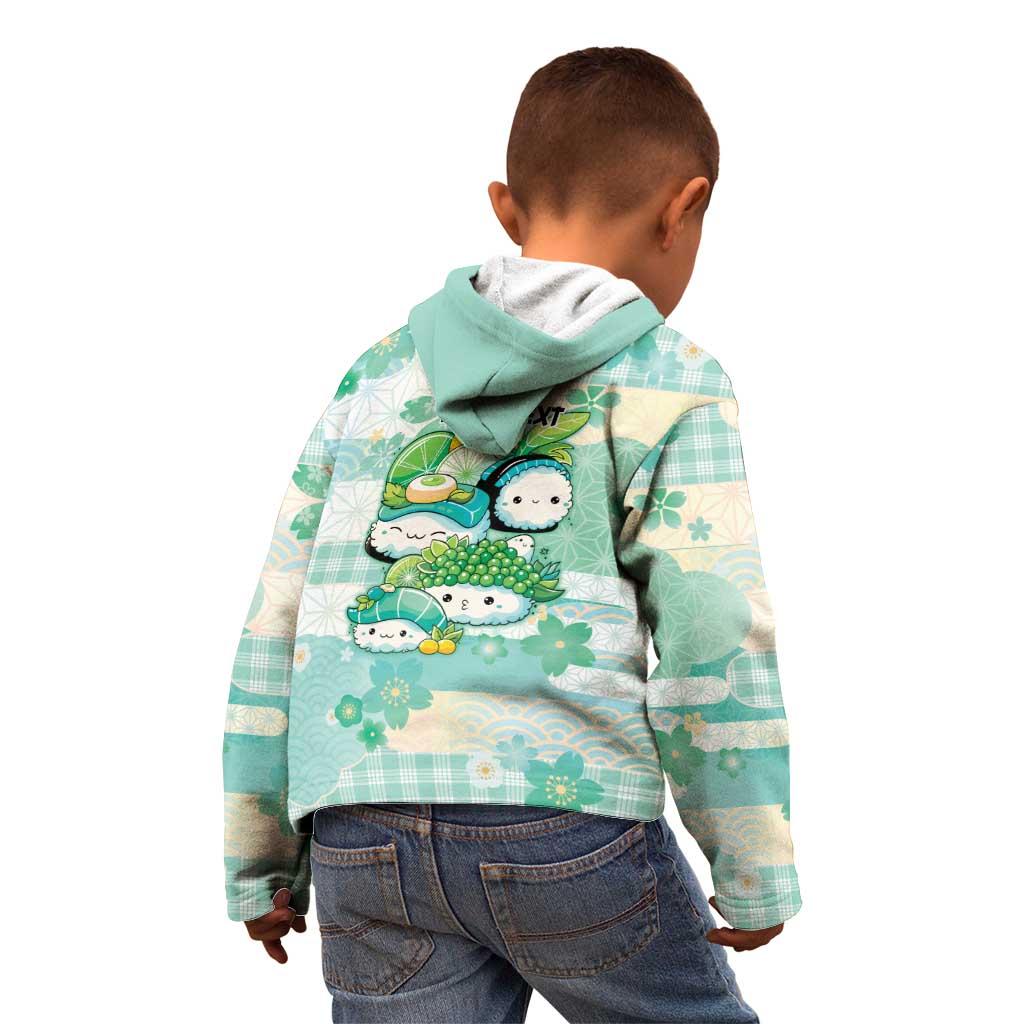 Personalized Japanese Kawaii Sushi Kid Hoodie Green Wagara Palaka This Is How I Roll