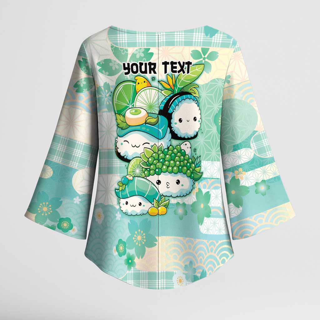 Personalized Japanese Kawaii Sushi Kimono Sleeve Blouse Green Wagara Palaka This Is How I Roll