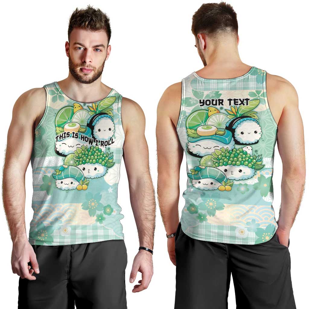 Personalized Japanese Kawaii Sushi Men Tank Top Green Wagara Palaka This Is How I Roll