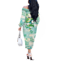 Personalized Japanese Kawaii Sushi Off The Shoulder Long Sleeve Dress Green Wagara Palaka This Is How I Roll