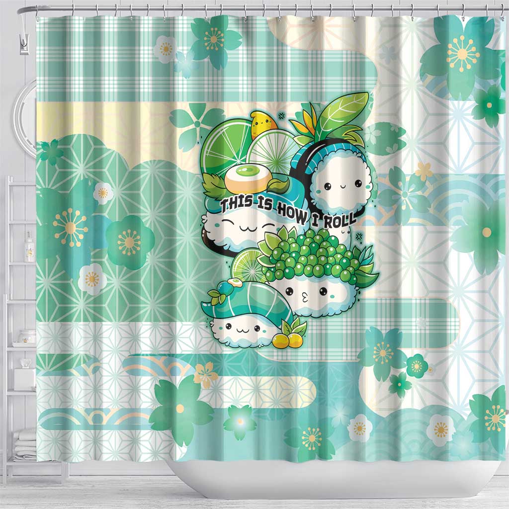 Japanese Kawaii Sushi Shower Curtain Green Wagara Palaka This Is How I Roll