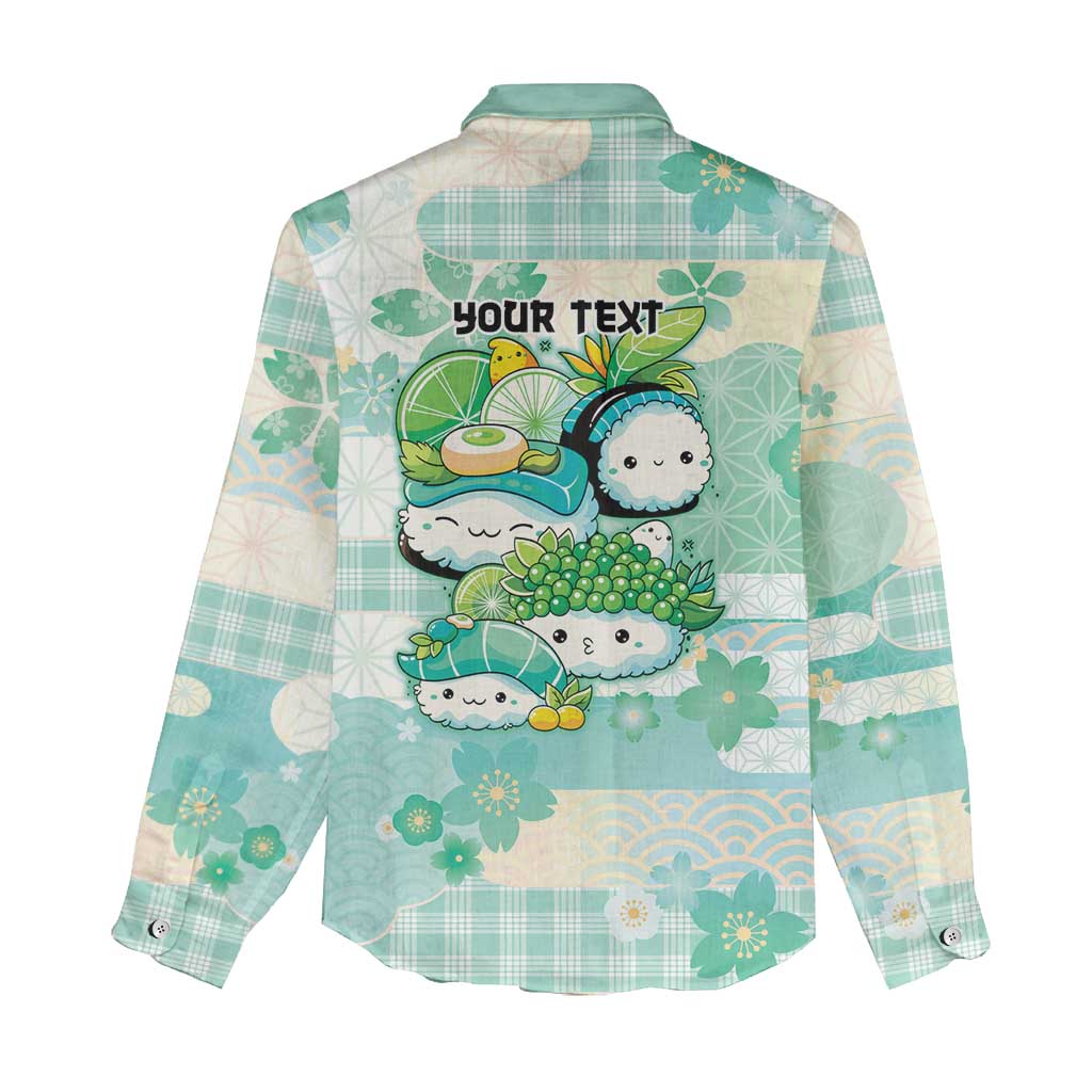 Personalized Japanese Kawaii Sushi Women Casual Shirt Green Wagara Palaka This Is How I Roll