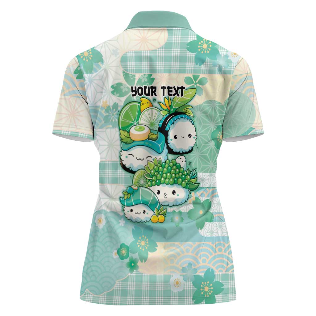 Personalized Japanese Kawaii Sushi Women Polo Shirt Green Wagara Palaka This Is How I Roll