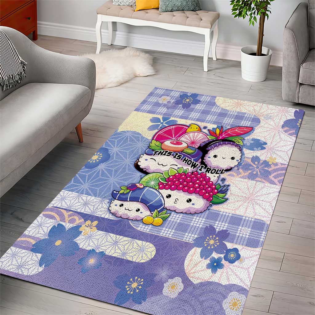 Japanese Kawaii Sushi Area Rug Blue Wagara Palaka This Is How I Roll