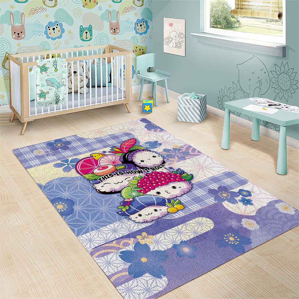 Japanese Kawaii Sushi Area Rug Blue Wagara Palaka This Is How I Roll