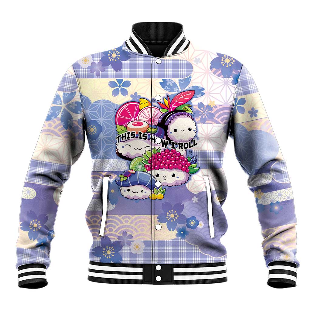 Personalized Japanese Kawaii Sushi Baseball Jacket Blue Wagara Palaka This Is How I Roll